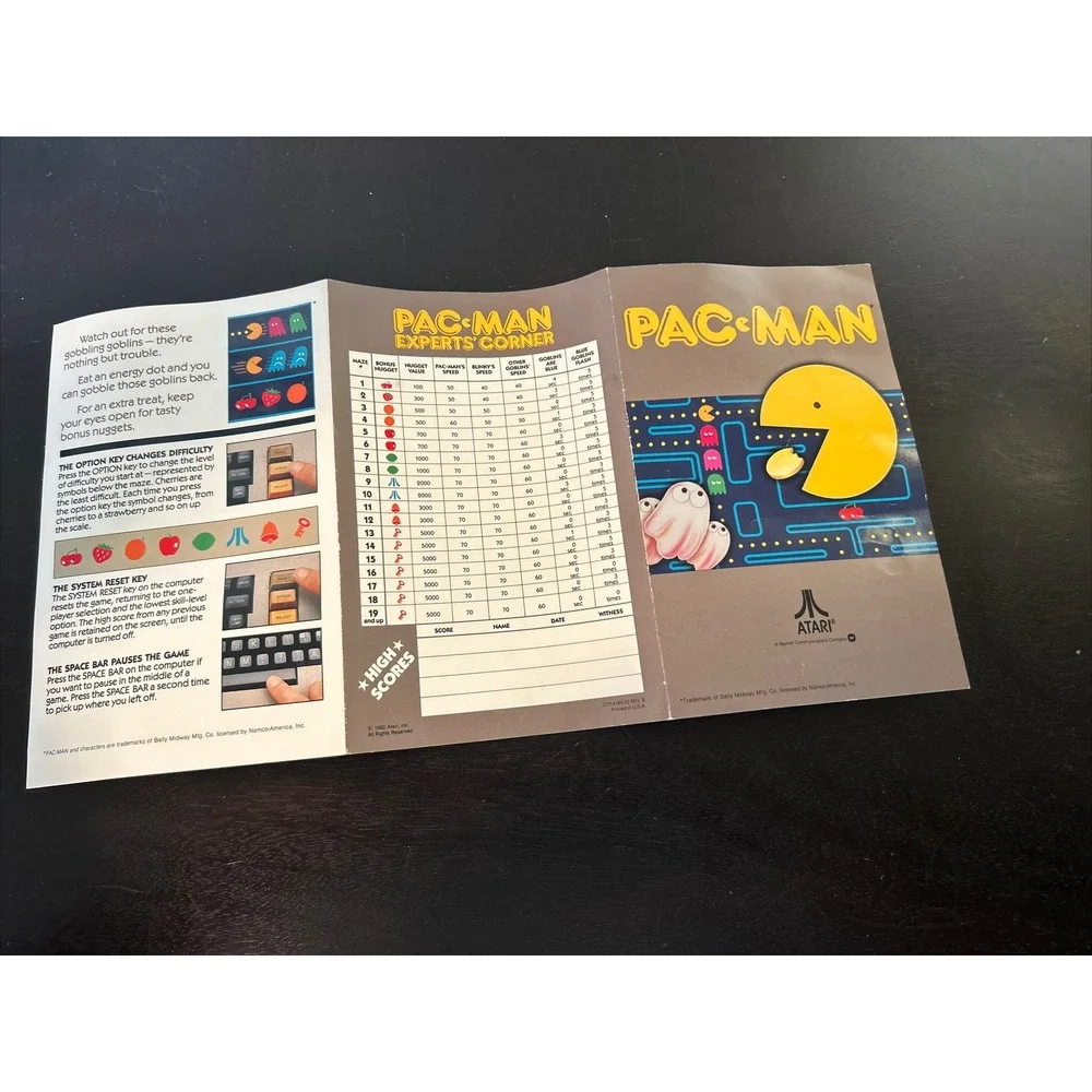 EUC Pac-Man PACMAN Pac Man ~ Atari Game Manual ONLY Rare Vintage Retro NO GAME